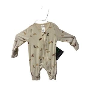 Modern Moments by Gerber Newborn Ivory Breakfast Print Viscose Sleeper NWT